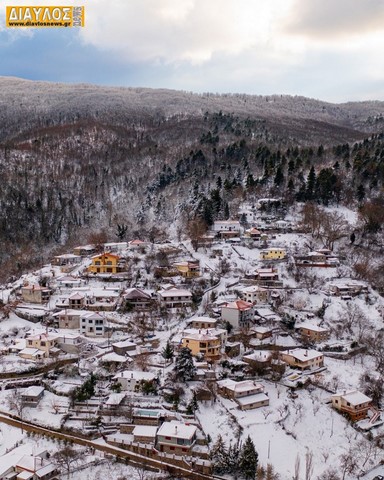 Χιονισμένο το χωριό των Γαλατσάδων (Δήμος Ιστιαίας Αιδηψού)