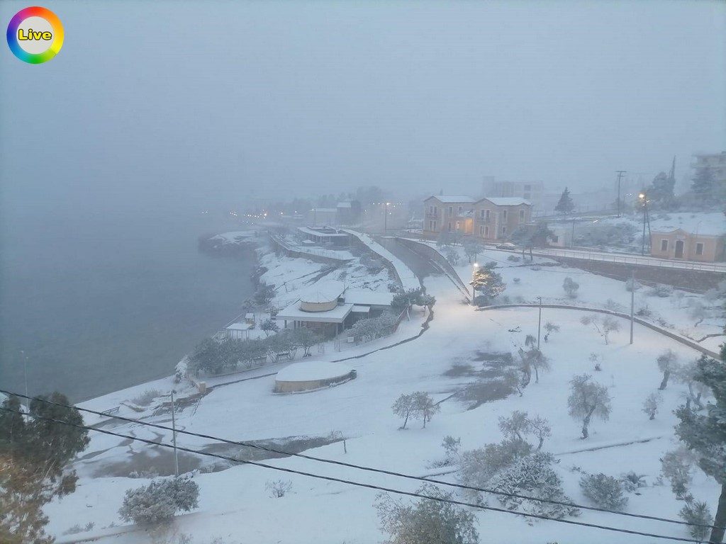 Χιόνια στα Λουτρά της Αιδηψού (24-1-2022)
