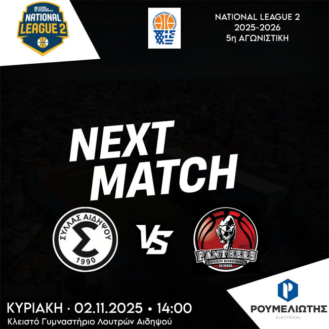 Σύλλας VS Πάνθηρες Κατερίνης την Κυριακή στο Κλειστό Αιδηψού